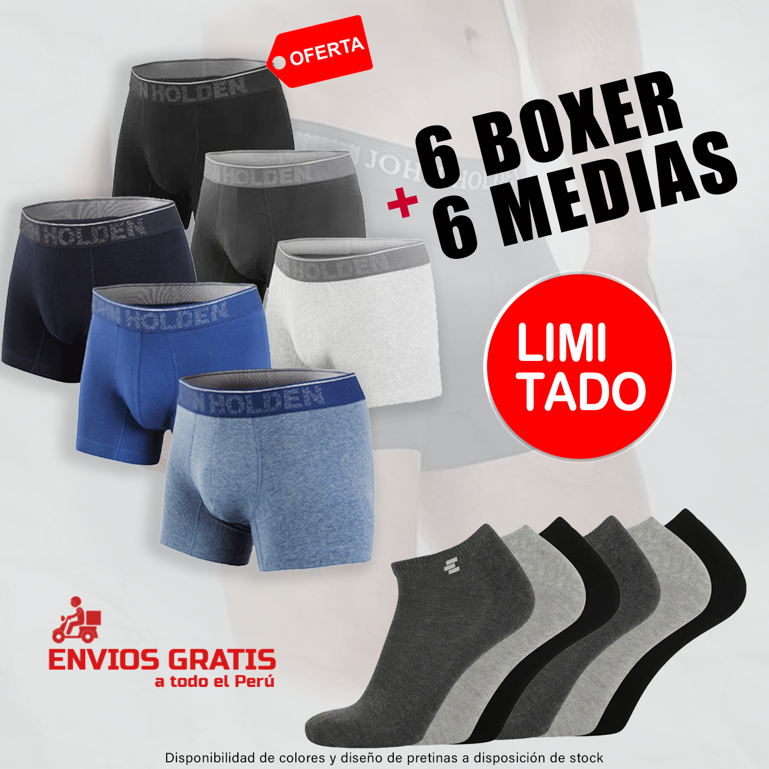 6 Boxer Jhon Holden + 6 Medias